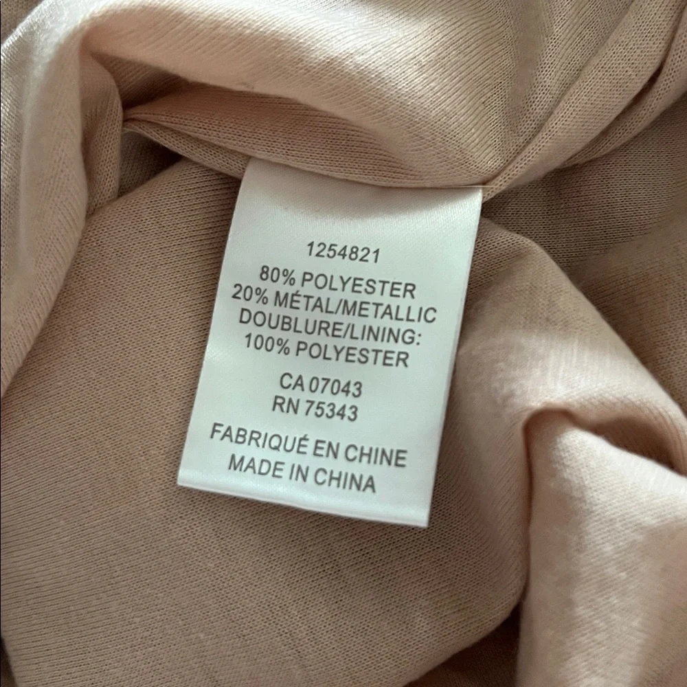 JOIE rose gold shimmer metallic pleated smocked sleeve peasant top size medium
